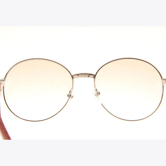Cartier CT1990-0692 Wood Sunglasses In Silver Brown - DopestKickz