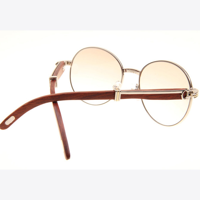 Cartier CT1990-0692 Wood Sunglasses In Silver Brown - DopestKickz