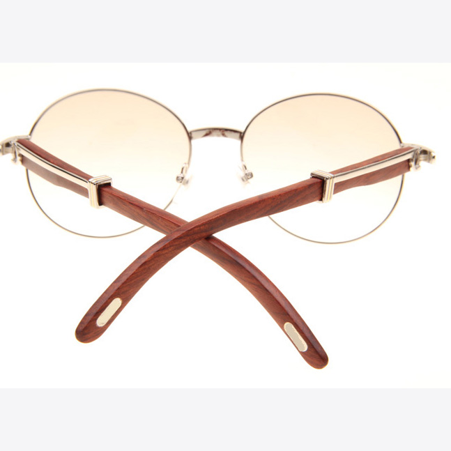 Cartier CT1990-0692 Wood Sunglasses In Silver Brown - DopestKickz