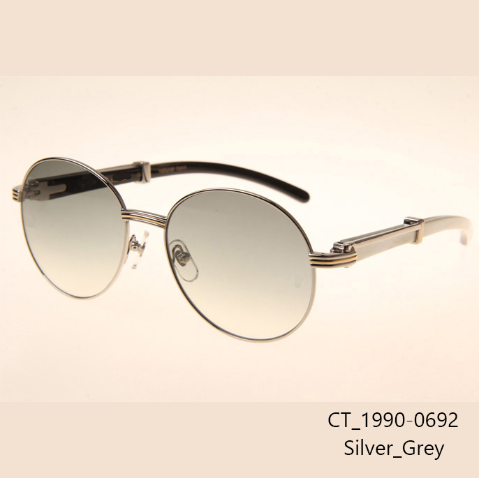 Cartier CT1990-0692 White Mix Black Buffalo Sunglasses In Silver Grey - DopestKickz