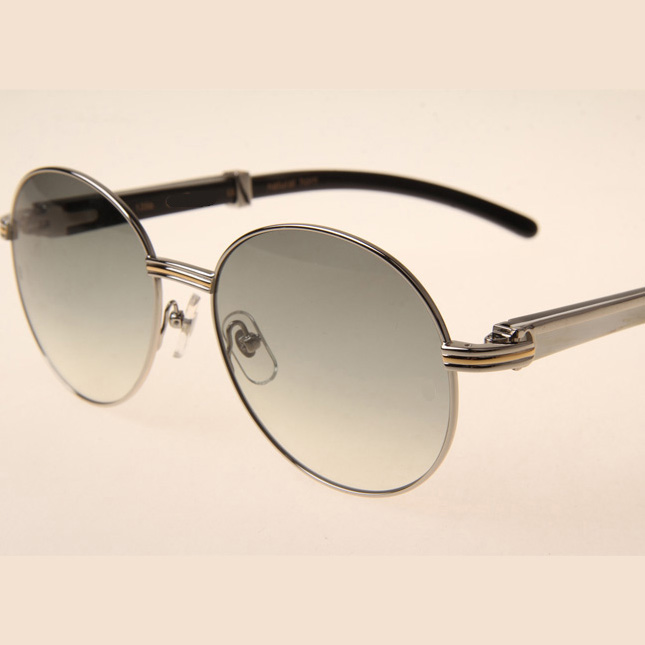 Cartier CT1990-0692 White Mix Black Buffalo Sunglasses In Silver Grey - DopestKickz