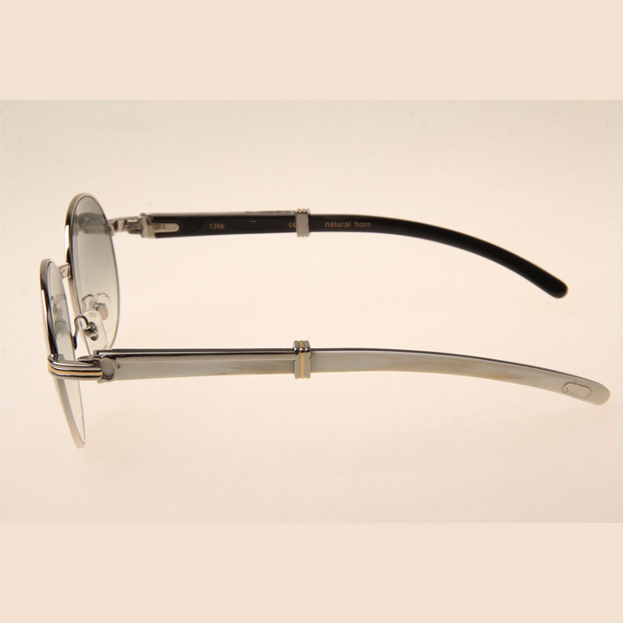 Cartier CT1990-0692 White Mix Black Buffalo Sunglasses In Silver Grey - DopestKickz