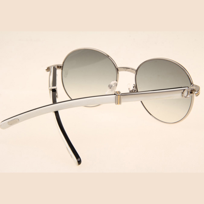 Cartier CT1990-0692 White Mix Black Buffalo Sunglasses In Silver Grey - DopestKickz