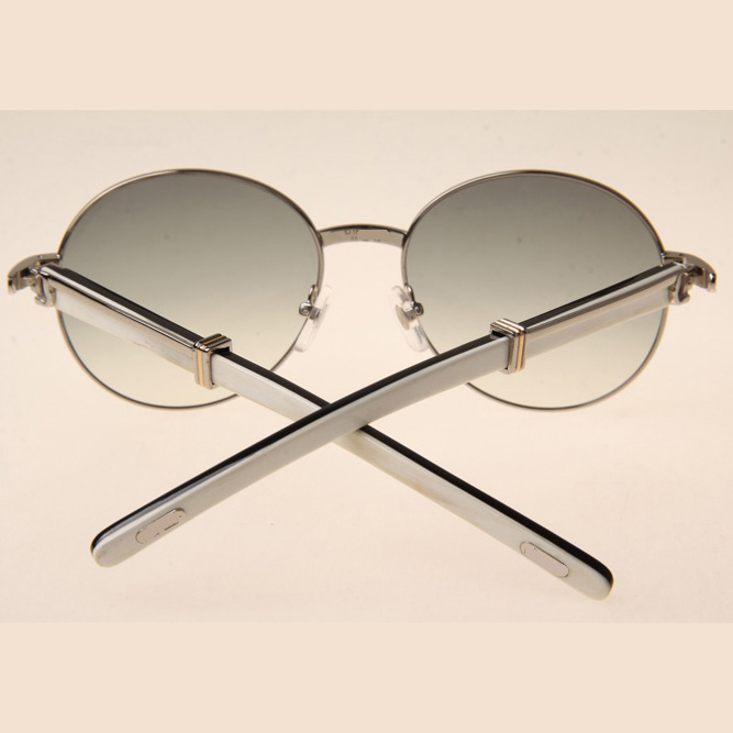 Cartier CT1990-0692 White Mix Black Buffalo Sunglasses In Silver Grey - DopestKickz