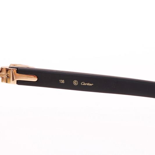 Cartier CT 3524012 Big Diamond Black Wood Sunglasses In Gold Brown - DopestKickz