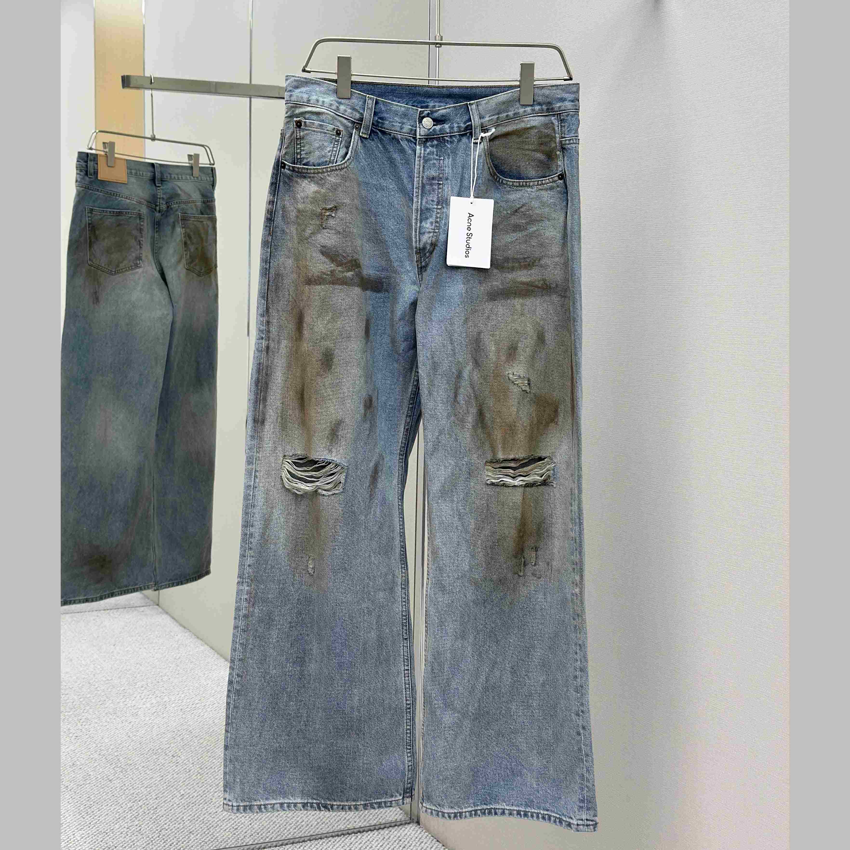 Acne Studios Mud-dyed torn jeans - DopestKickz