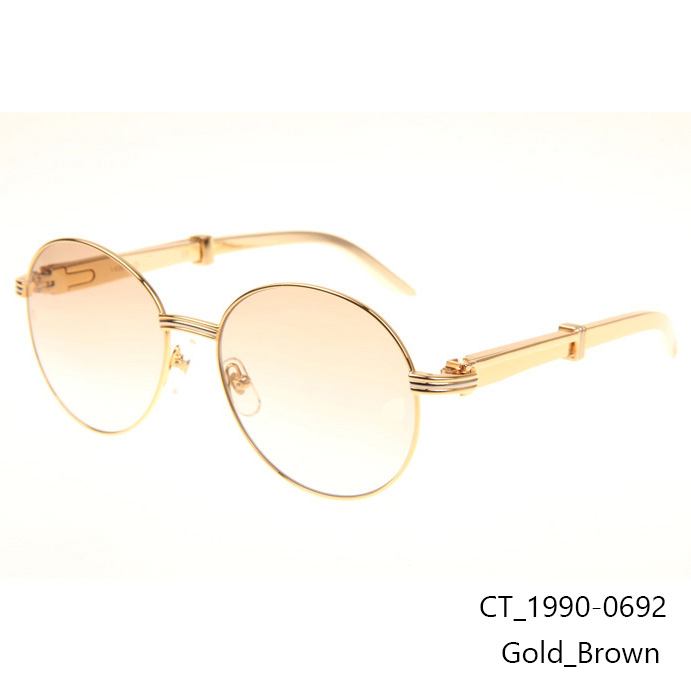 Cartier CT1990-0692 Gold Stainless Steel Sunglasses In Gold Brown - DopestKickz