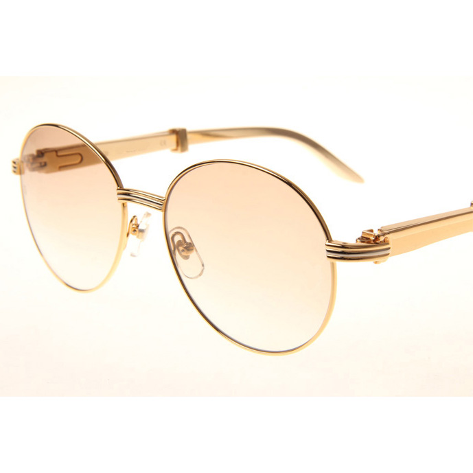 Cartier CT1990-0692 Gold Stainless Steel Sunglasses In Gold Brown - DopestKickz