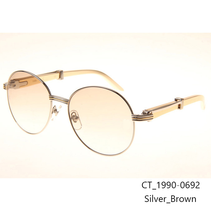 Cartier CT1990-0692 Gold Stainless Steel Sunglasses In Silver Brown - DopestKickz
