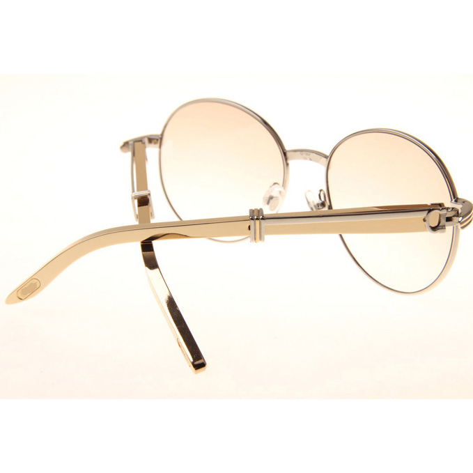 Cartier CT1990-0692 Gold Stainless Steel Sunglasses In Silver Brown - DopestKickz