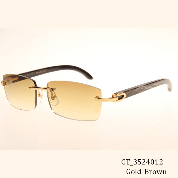 Cartier CT_3524012 Black Grey Buffalo Sunglasses In Gold Brown - DopestKickz
