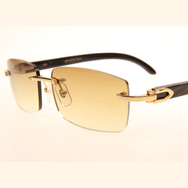 Cartier CT_3524012 Black Grey Buffalo Sunglasses In Gold Brown - DopestKickz