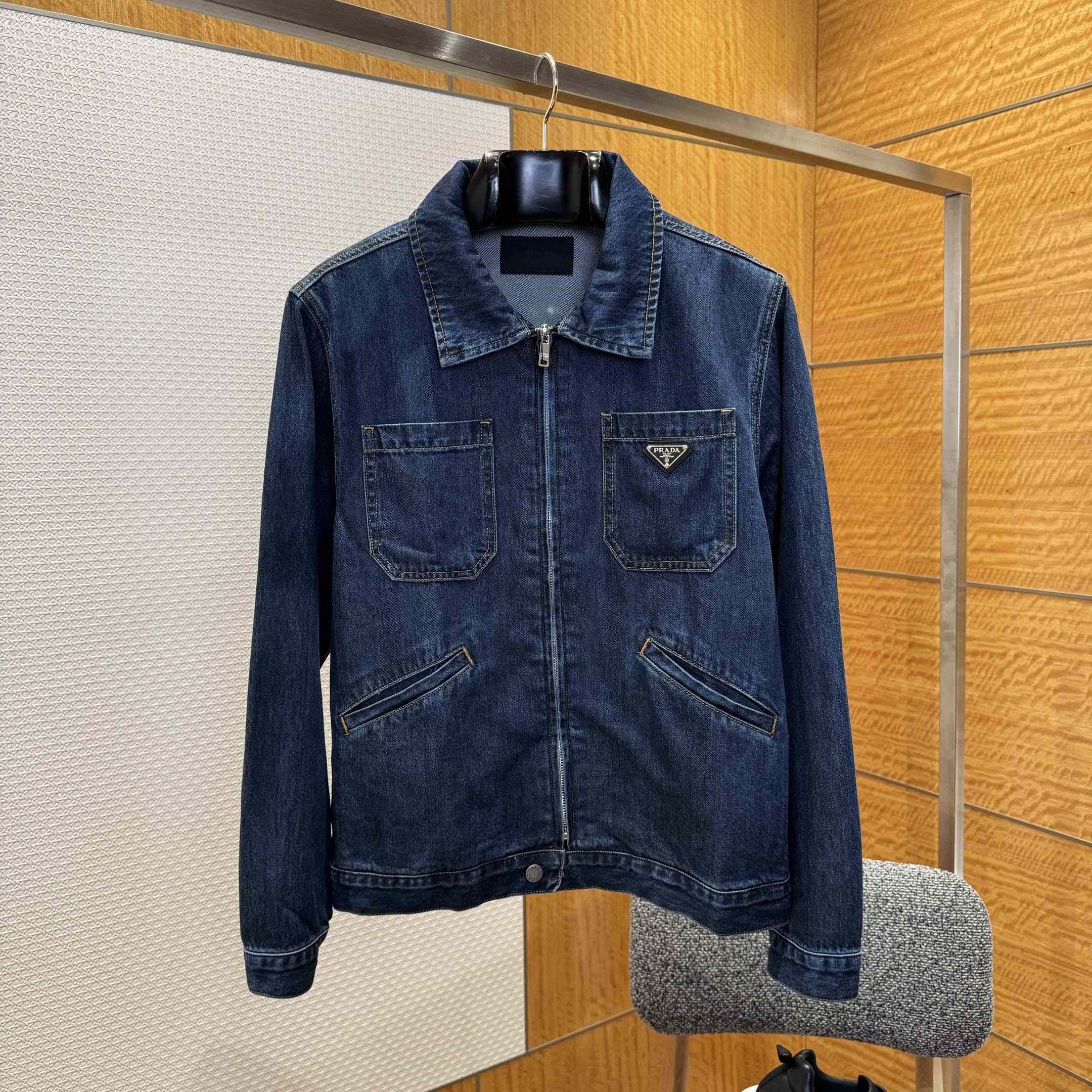 Prada Light Denim Zipper Jacket - DopestKickz