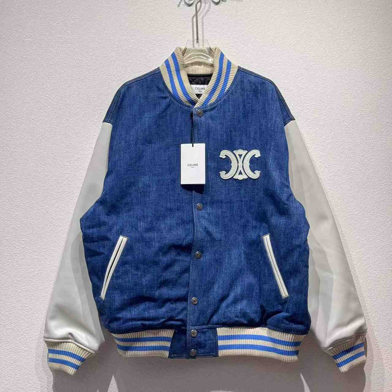 Celine Loose Triomphe Teddy In Trail Wash Denim - DopestKickz