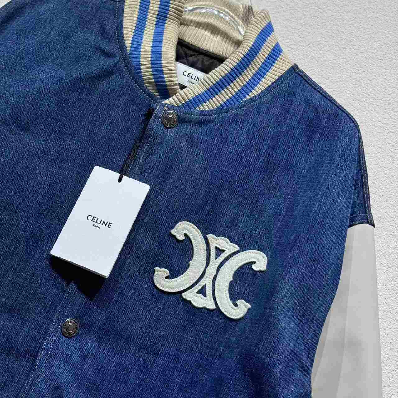 Celine Loose Triomphe Teddy In Trail Wash Denim - DopestKickz