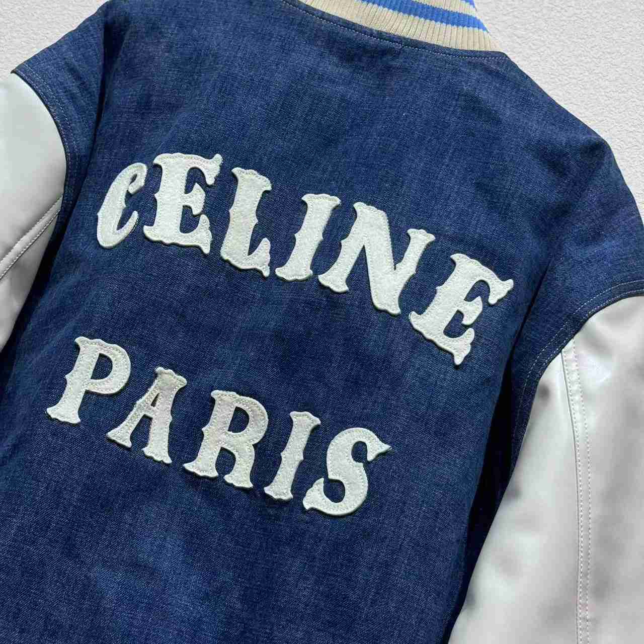 Celine Loose Triomphe Teddy In Trail Wash Denim - DopestKickz