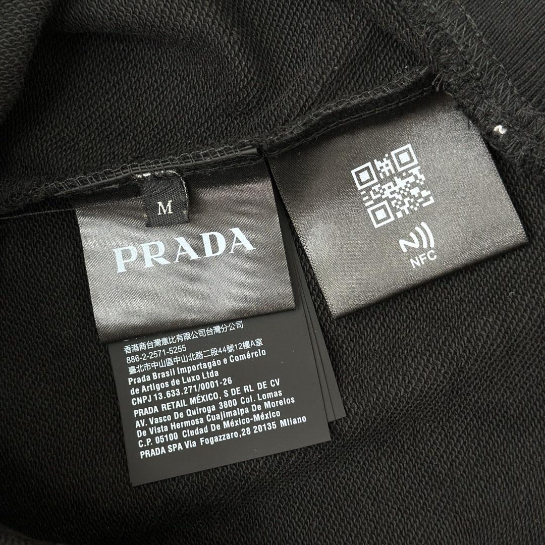 Prada Marble Black Long-sleeved Cotton Polo Shirt - DopestKickz