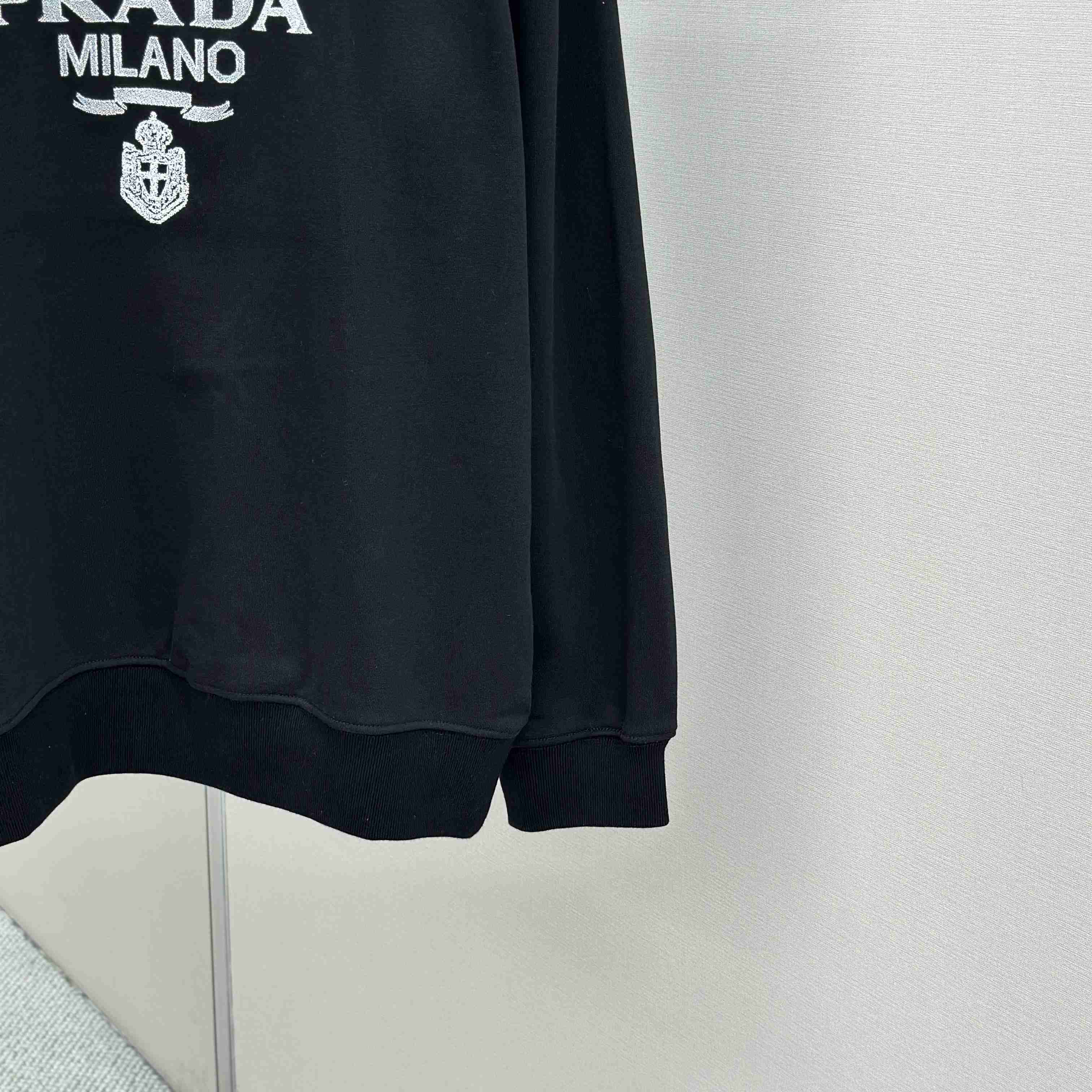 Prada Marble Black Long-sleeved Cotton Polo Shirt - DopestKickz