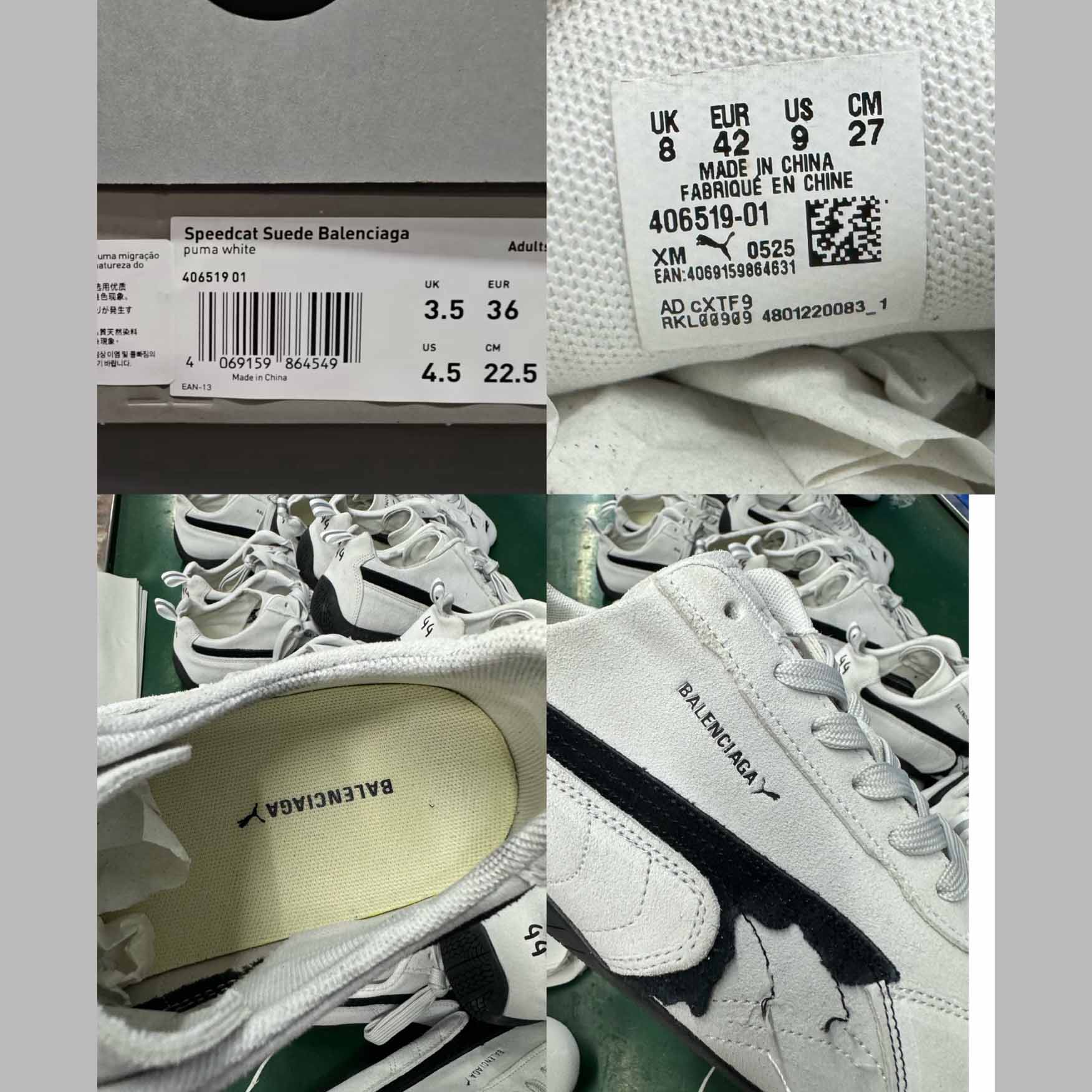 Balenciaga Speedcat Suede Balenciaga In White And Black Distressed Suede Cowskin - DopestKickz