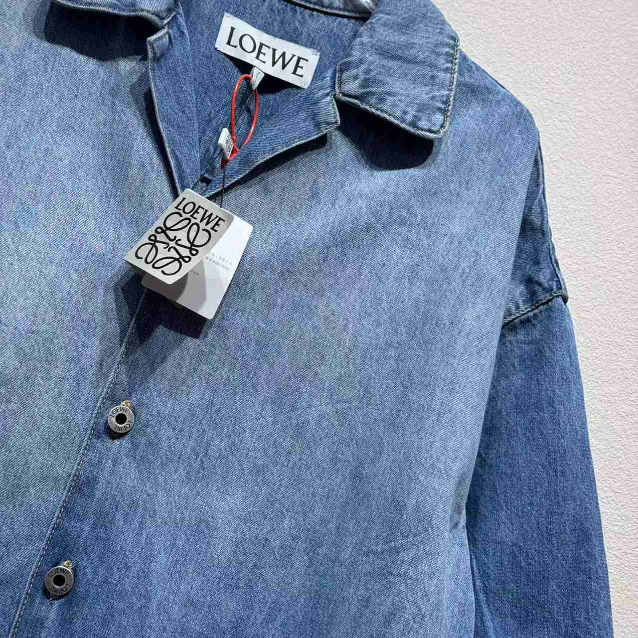 Loewe Anagram Short Sleeve Shirt In Denim - DopestKickz