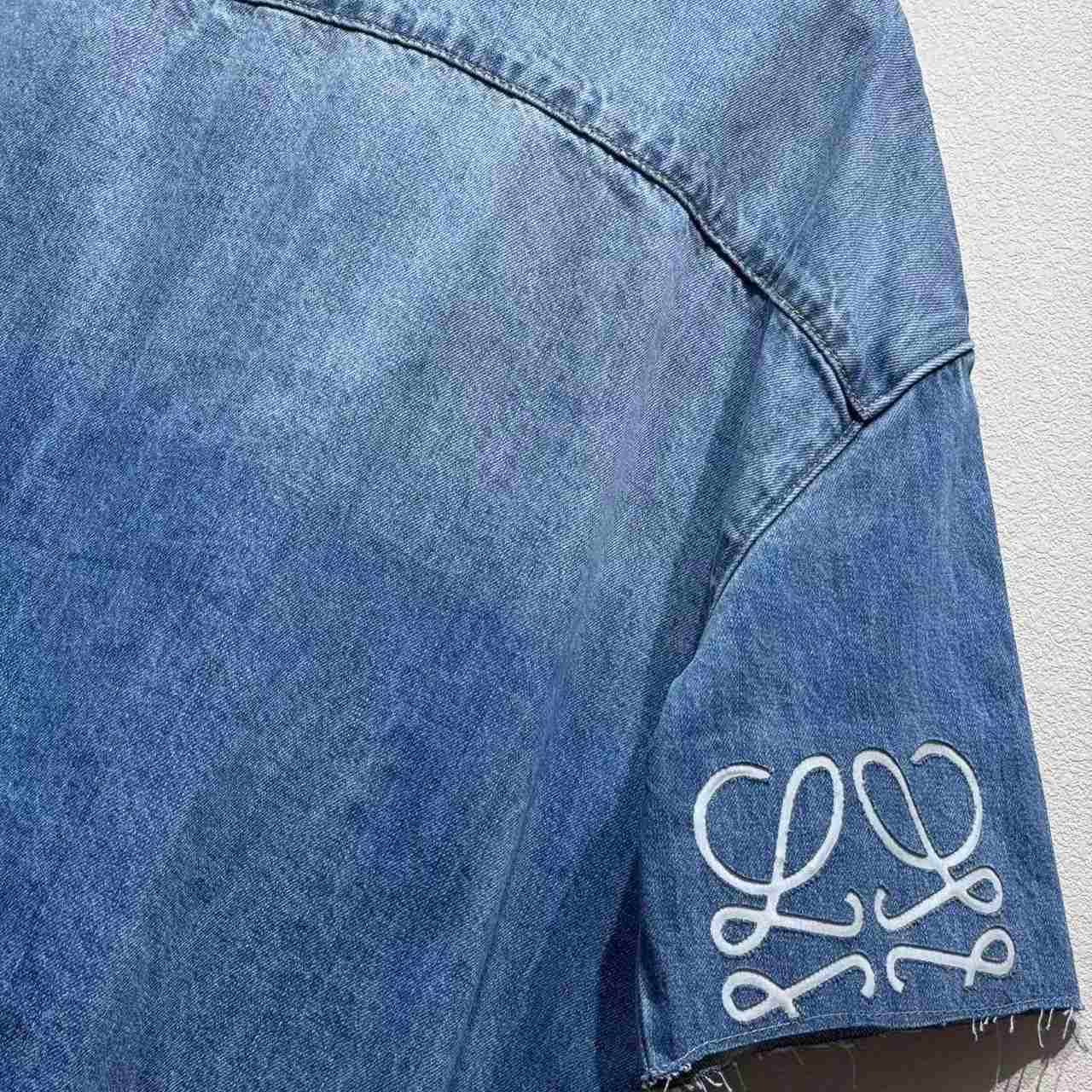 Loewe Anagram Short Sleeve Shirt In Denim - DopestKickz