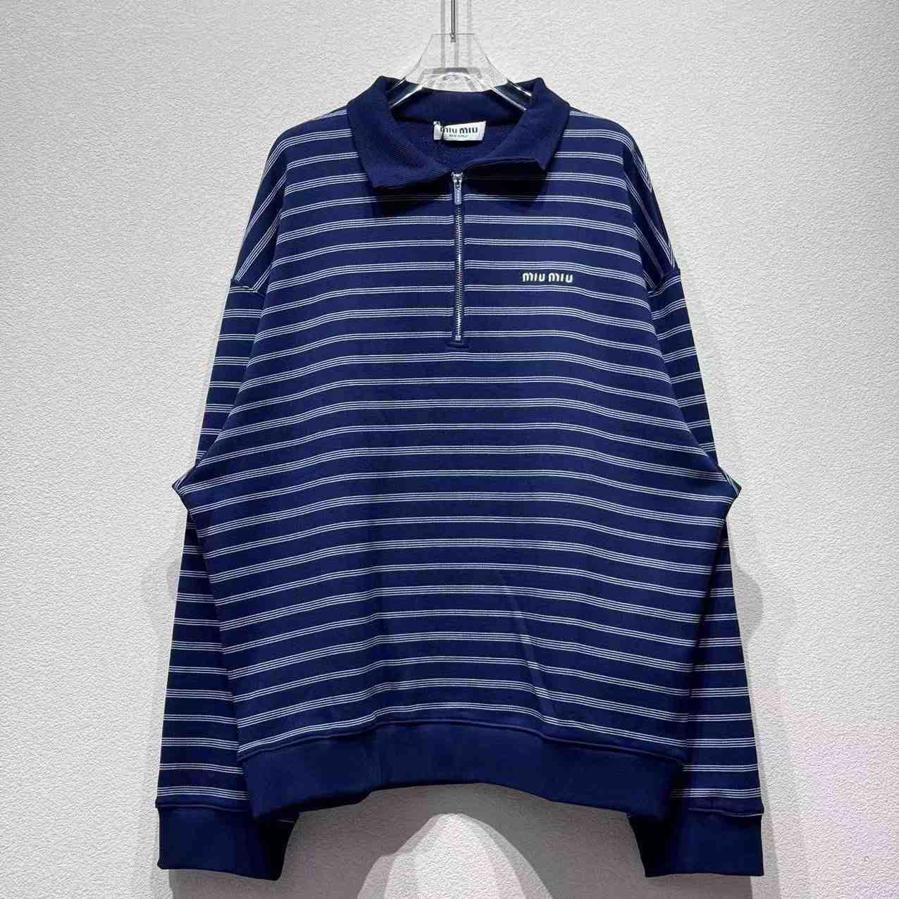 Miu Miu Striped Zipper Polo Shirt - DopestKickz
