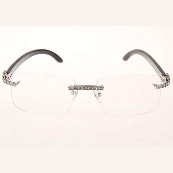 Cartier CT_3524012 Diamond White Mix Black Buffalo Eyeglasses In Silve - DopestKickz