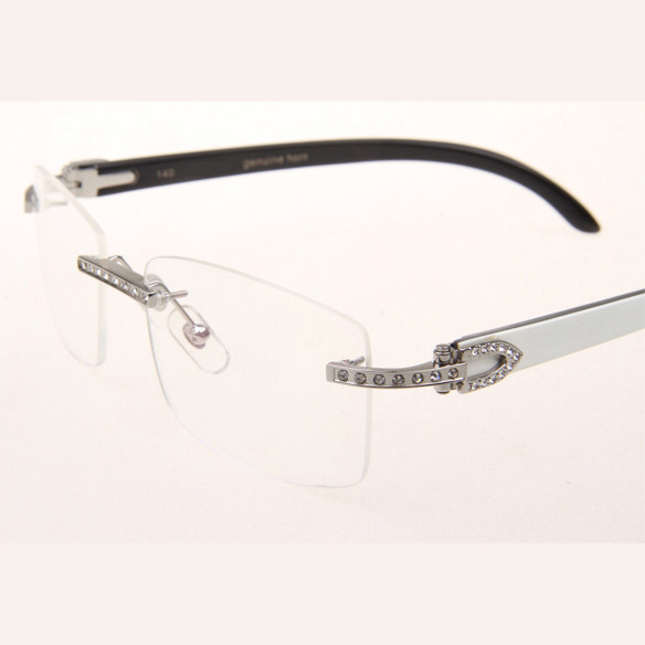 Cartier CT_3524012 Diamond White Mix Black Buffalo Eyeglasses In Silve - DopestKickz