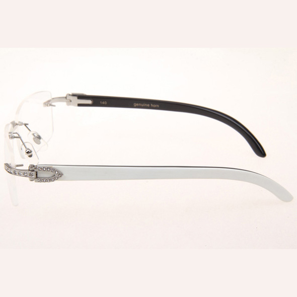 Cartier CT_3524012 Diamond White Mix Black Buffalo Eyeglasses In Silve - DopestKickz