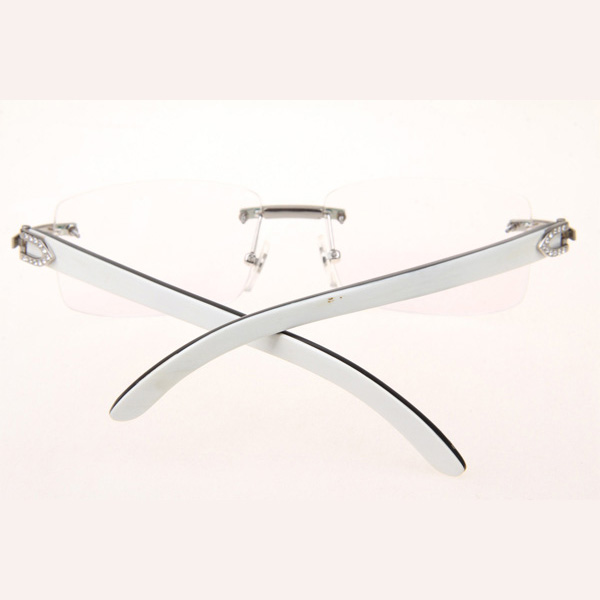 Cartier CT_3524012 Diamond White Mix Black Buffalo Eyeglasses In Silve - DopestKickz