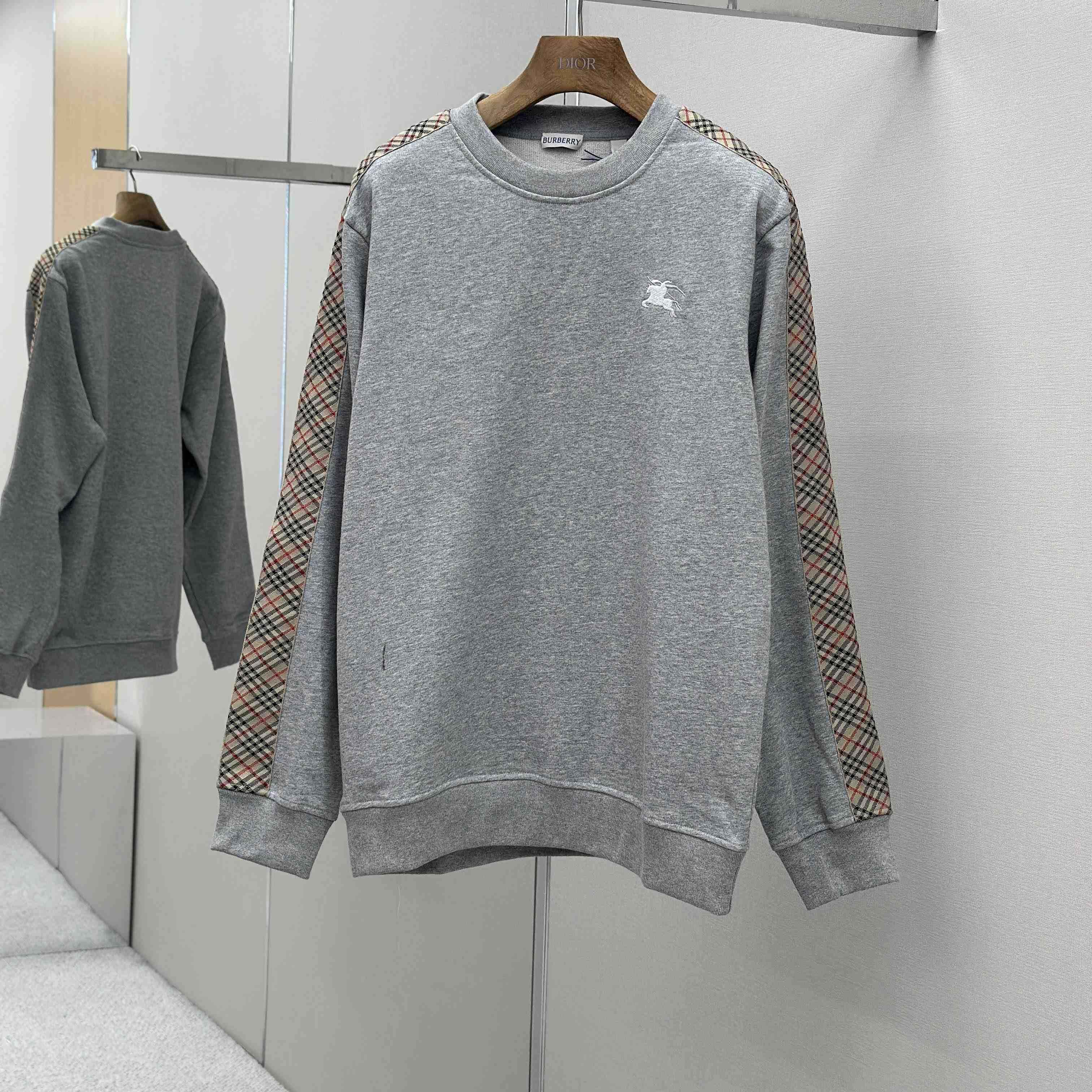 Burberry Check Trim Cotton Sweatshirt - DopestKickz