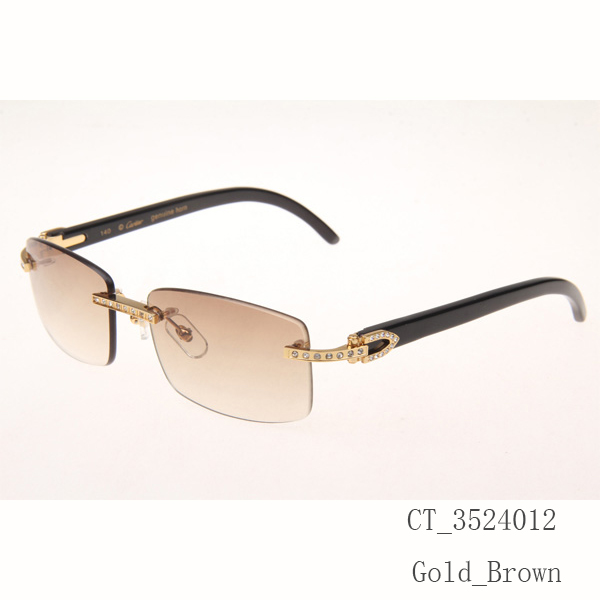 Cartier CT_3524012 Diamond Black Buffalo Eyeglasses In Gold Brown - DopestKickz