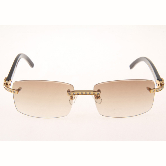 Cartier CT_3524012 Diamond Black Buffalo Eyeglasses In Gold Brown - DopestKickz