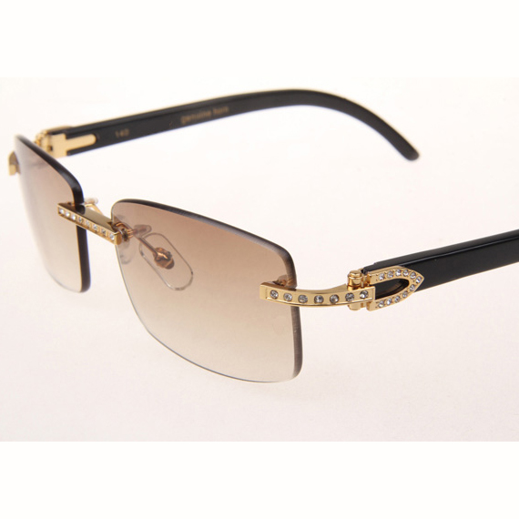 Cartier CT_3524012 Diamond Black Buffalo Eyeglasses In Gold Brown - DopestKickz