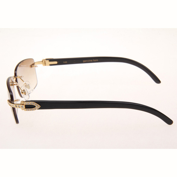 Cartier CT_3524012 Diamond Black Buffalo Eyeglasses In Gold Brown - DopestKickz