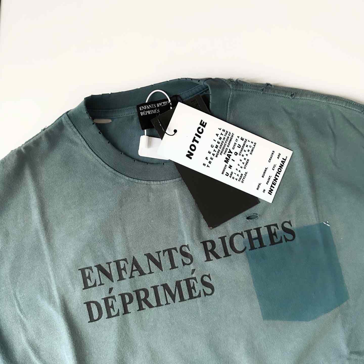 Enfants Riches Déprimés Classic Logo Long-Sleeve T-Shirt 'Stained Blue' - DopestKickz