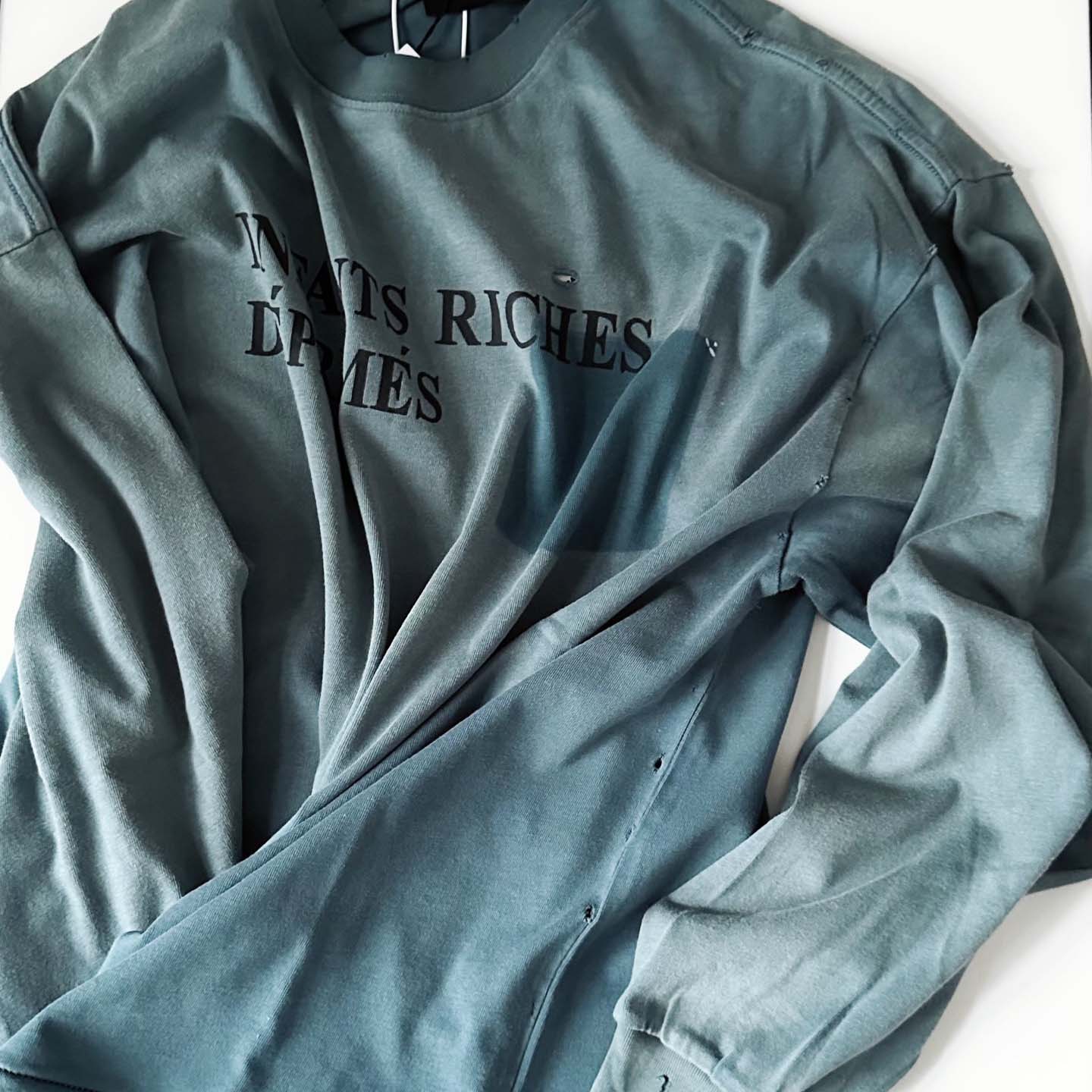 Enfants Riches Déprimés Classic Logo Long-Sleeve T-Shirt 'Stained Blue' - DopestKickz