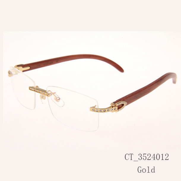 Cartier CT_3524012 Diamond Wood Eyeglasses In Gold - DopestKickz