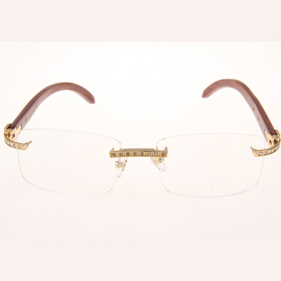 Cartier CT_3524012 Diamond Wood Eyeglasses In Gold - DopestKickz
