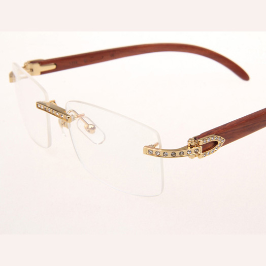 Cartier CT_3524012 Diamond Wood Eyeglasses In Gold - DopestKickz