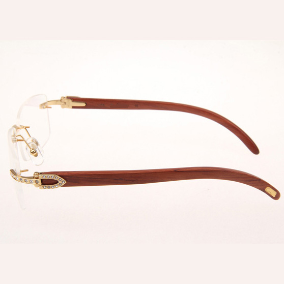 Cartier CT_3524012 Diamond Wood Eyeglasses In Gold - DopestKickz