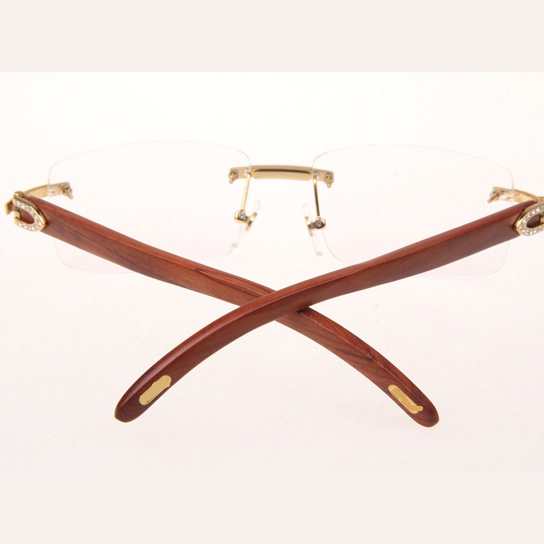 Cartier CT_3524012 Diamond Wood Eyeglasses In Gold - DopestKickz