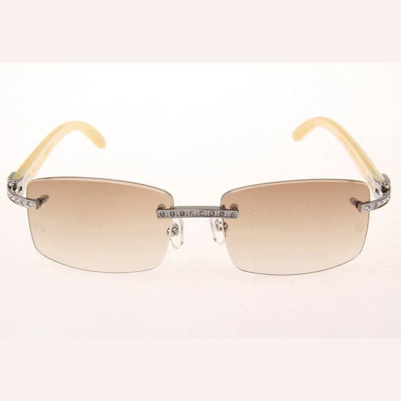 Cartier CT_3524012 Diamond White Buffalo Sunglasses In Silver Brown - DopestKickz