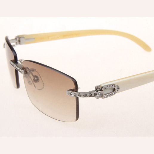 Cartier CT_3524012 Diamond White Buffalo Sunglasses In Silver Brown - DopestKickz