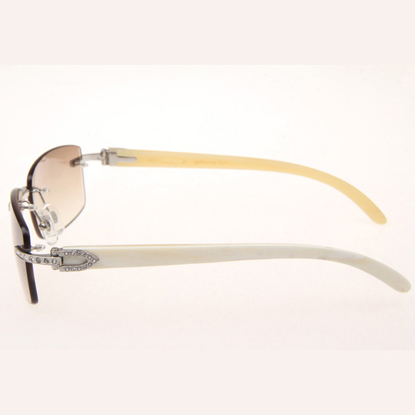 Cartier CT_3524012 Diamond White Buffalo Sunglasses In Silver Brown - DopestKickz