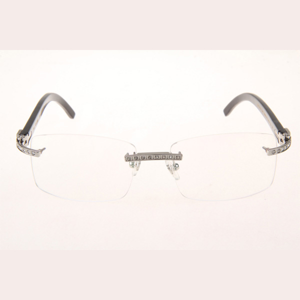 Cartier CT_3524012 Diamond Black Buffalo Eyeglasses In Silver - DopestKickz