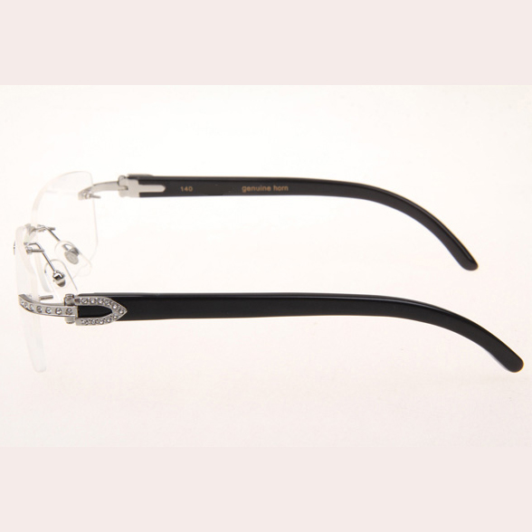 Cartier CT_3524012 Diamond Black Buffalo Eyeglasses In Silver - DopestKickz