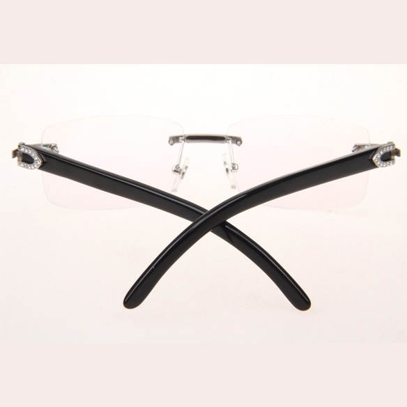 Cartier CT_3524012 Diamond Black Buffalo Eyeglasses In Silver - DopestKickz