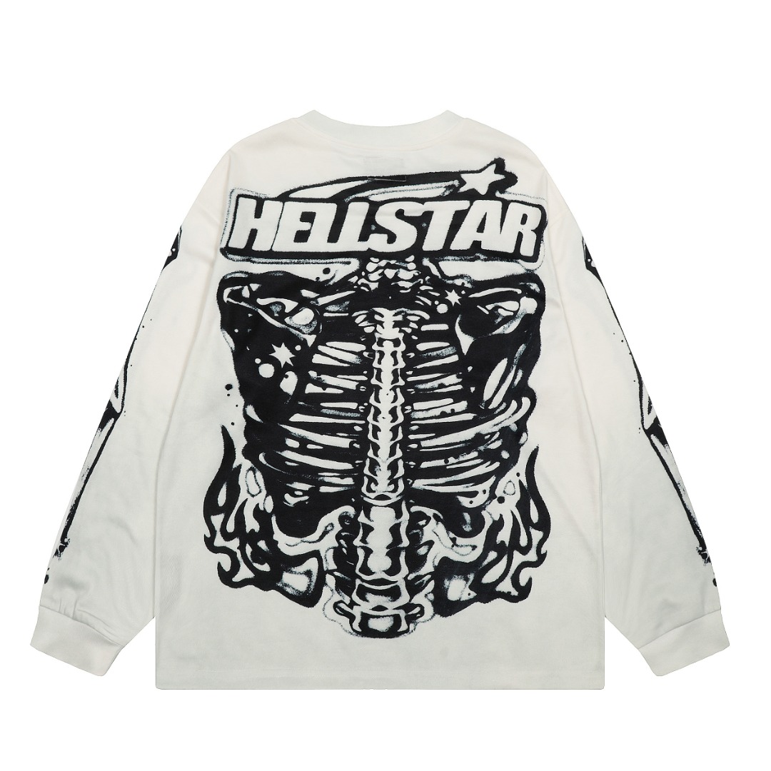 Hellstar Airbrushed Bones Longsleeve Shirt - DopestKickz