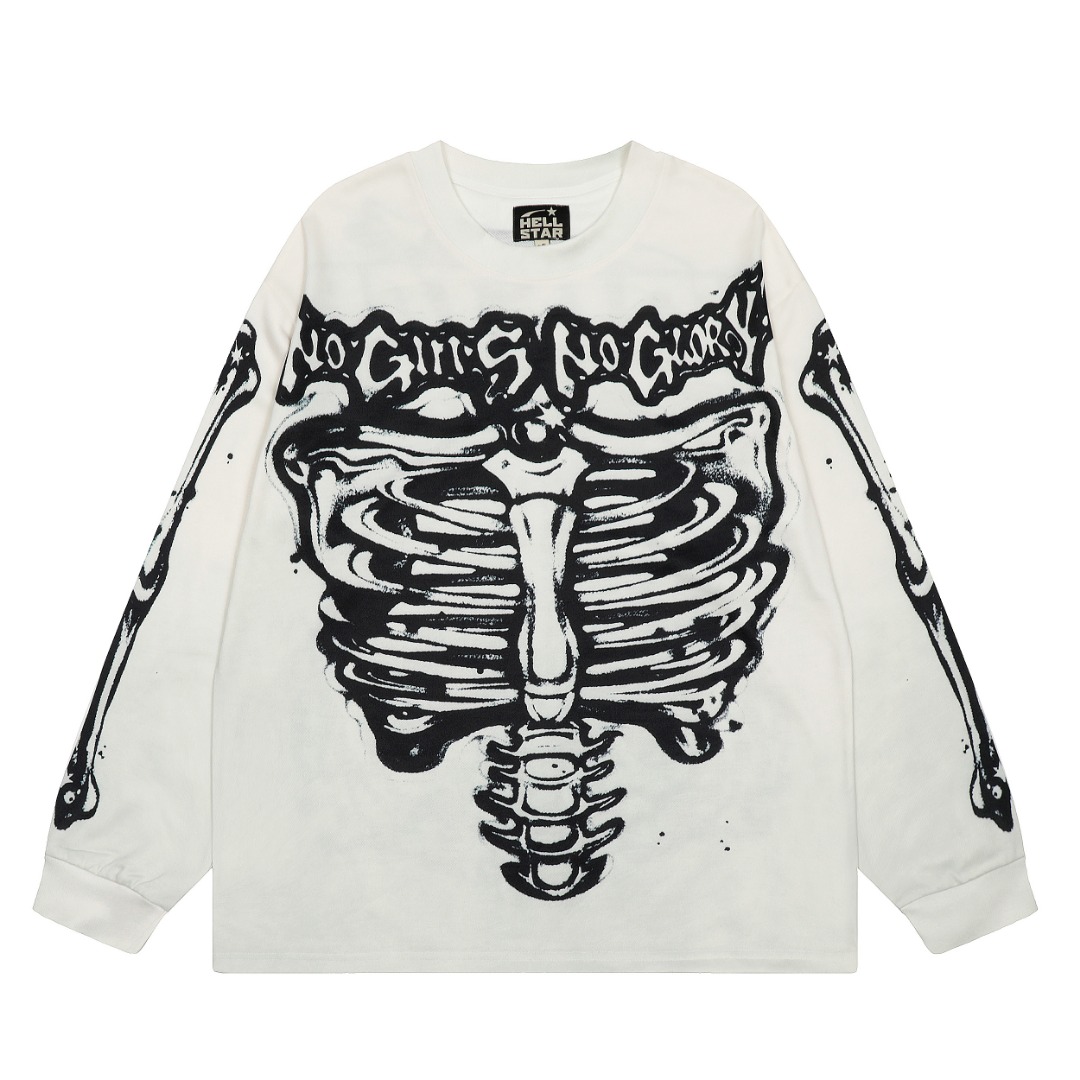 Hellstar Airbrushed Bones Longsleeve Shirt - DopestKickz